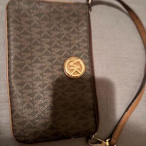 Michael Kors Brown Wristlet Clutch